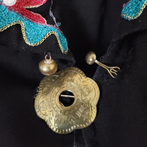 Embroidered Western Boho Black Crop Bolero Jacket Women's Size S/M - Picture 3 of 11